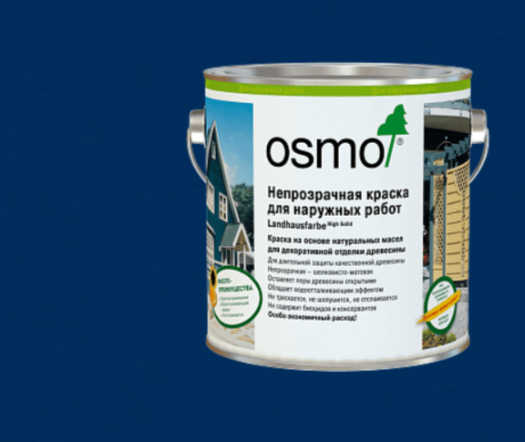 Непрозрачная краска для наружных работ OSMO Landhausfarbe 2506 Темно-синяя 0,75 л