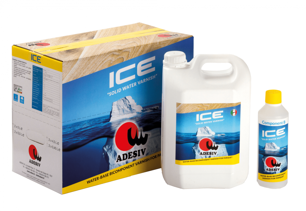 2-компонентный полиуретановый паркетный лак ADESIV для помещений с экстремальными нагрузками полуматовый ICE 5,5л
