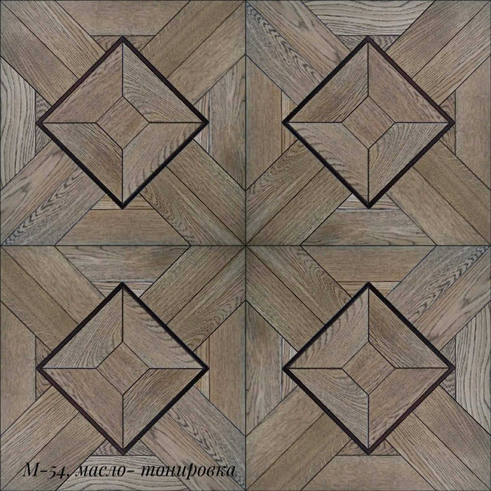 Модульный паркет М-54 Дуб+термоясень, масло 520х520х15 мм