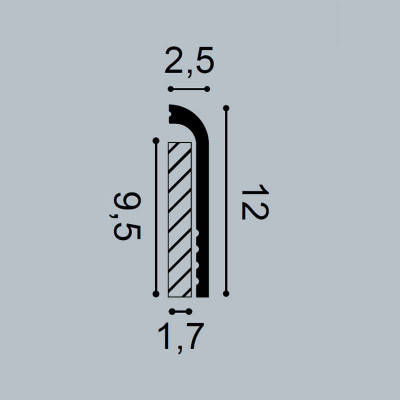 Плинтус дюрополимер Orac SX185 2000х120х25мм