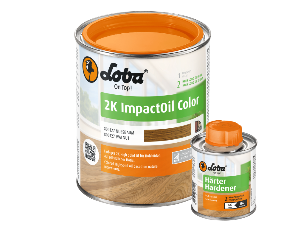 Масло цветное для пропитки древесины Loba 2K ImpactOil Color Орех (100 мл)