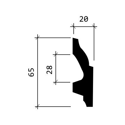 Плинтус полиуретановый Европласт 1.53.111 2000х65х20 мм