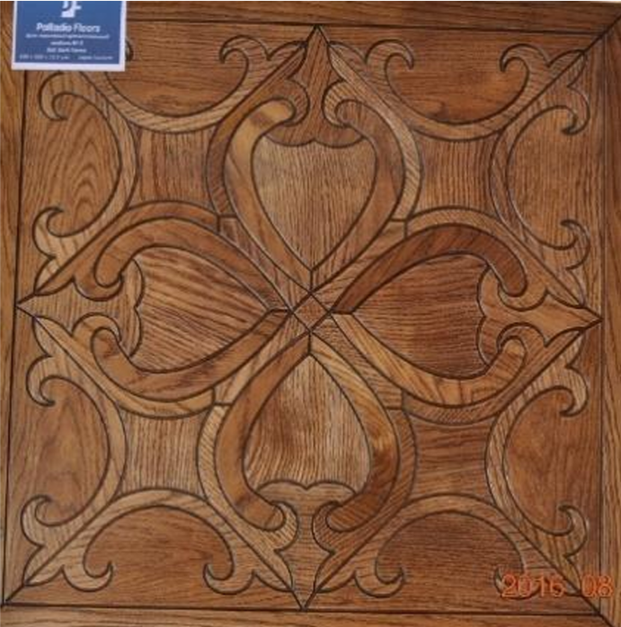 Модульный паркет Palladio Floors художественный, Дуб селект, модель М-3, 600х600х15,5 мм, цвет Dark Forest, лак