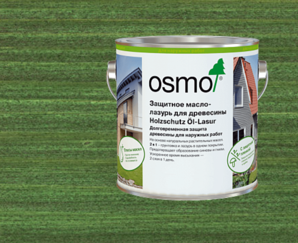 Защитное масло-лазурь для древесины OSMO HOLZSCHUTZ ÖL-LASUR 729 Темно-зеленое 2,5 л