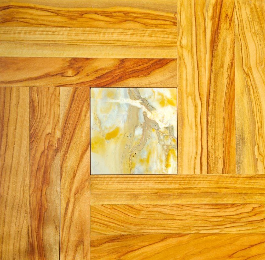 Модульный паркет Оливковое дерево + камень 460х460х15 мм