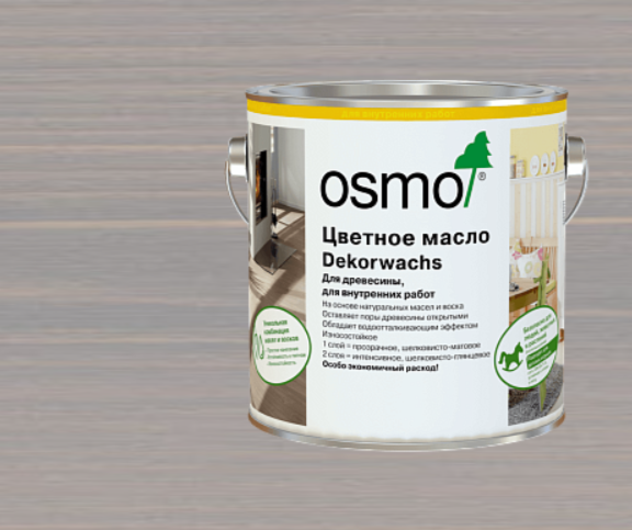 Масло цветное OSMO Dekorwachs прозрачный тон 3119 Шелковисто-серое 0,75 л