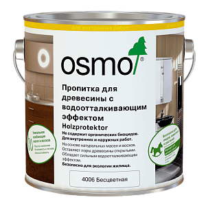 Пропитка для древесины OSMO Holzprotektor с водоотталкивающим эффектом 4006 Бесцветная 0,75 л