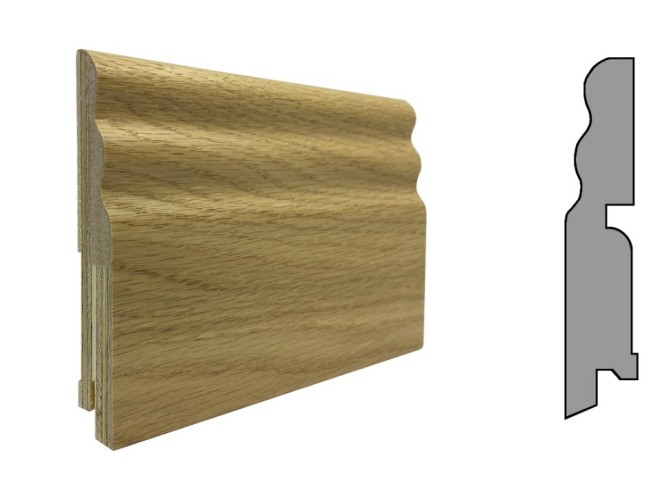 Плинтус шпонированный фигурный Finitura  100х19х2400мм Дуб без покрытия