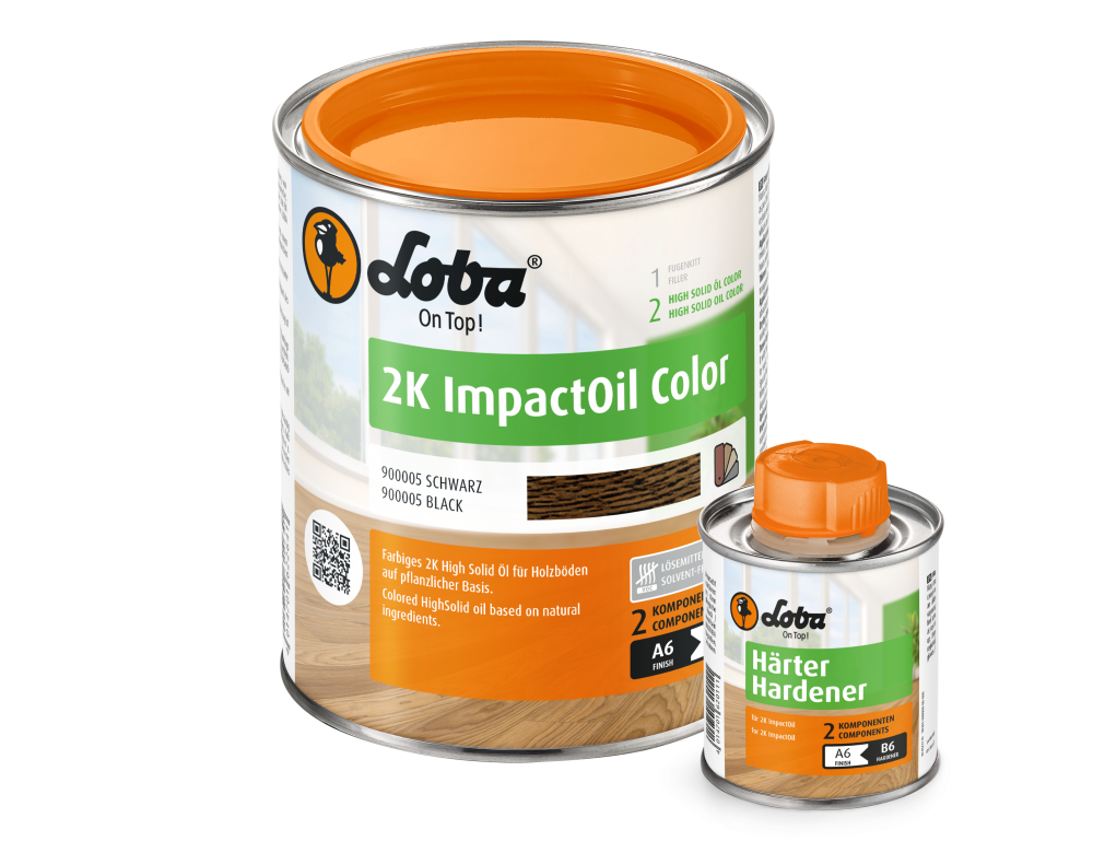 Масло цветное для пропитки древесины Loba 2K ImpactOil Color Черное (100 мл)