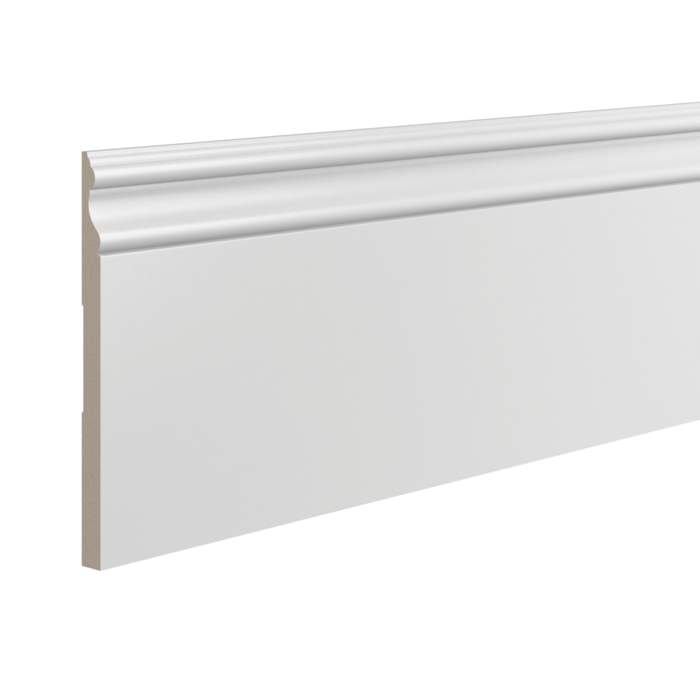 Плинтус белый Ultrawood/Ультравуд арт. Base 0005 p 2000x219x15 мм