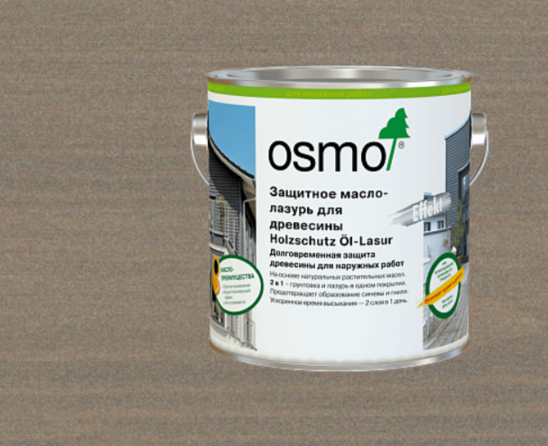 Защитное масло-лазурь для древесины OSMO «Эффект металлик» Holzschutz Öl-Lasur Effekt 1142 Графит серебро 2,5 л