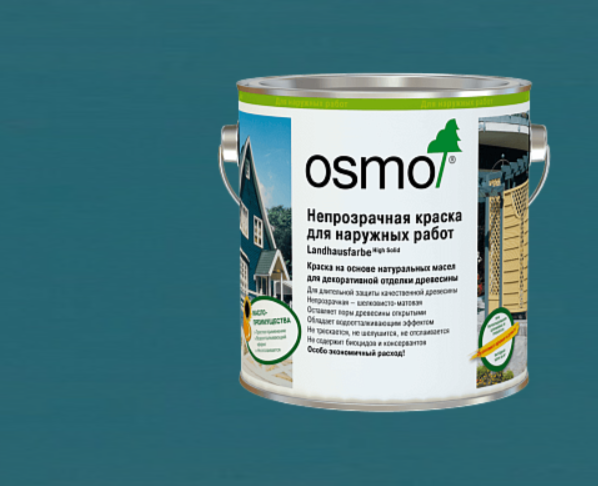 Непрозрачная краска для наружных работ OSMO Landhausfarbe 2501 Морская волна 0,75 л
