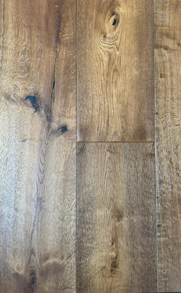 Инженерная доска трехслойная Дуб рустик Décor-3 (ECO) ручное старение, лак 600-2200х240х15/4 мм (3,168 м2/упак)