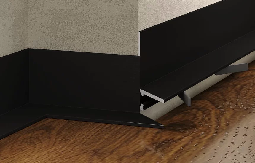 Микроплинтус из алюминия Laconistiq/Лаконистик угловой Черный матовый 16,2х25,8х2450мм