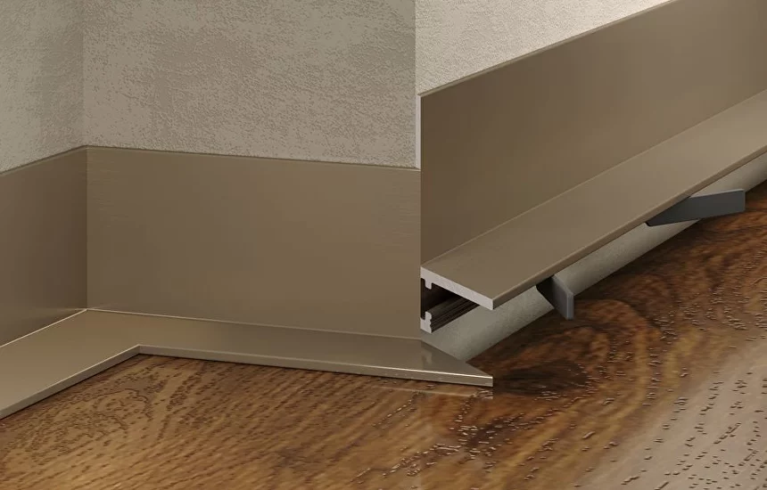 Микроплинтус из алюминия Laconistiq угловой Шампань 16,2х25,8х2450мм