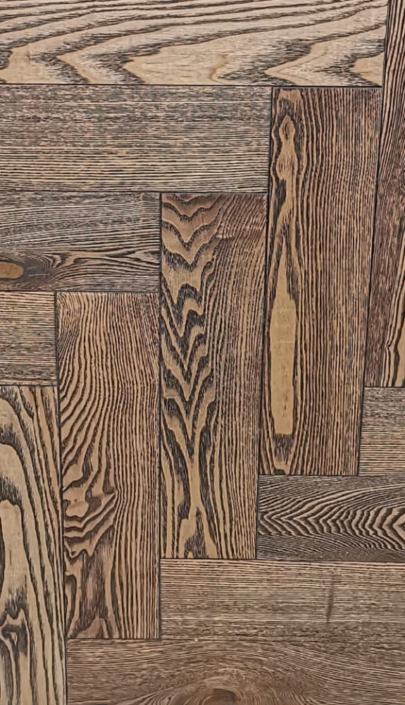 Паркетная доска Tenfor/Тенфор Венгерская елка Ясень Texas Кантри браш, масло 450х90х13,5 мм (1,296 м2/упак)