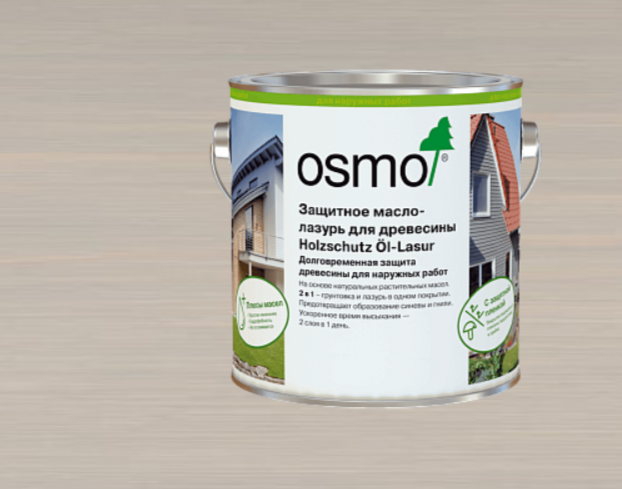 Защитное масло-лазурь для древесины OSMO HOLZSCHUTZ ÖL-LASUR 906 Серый жемчуг 0,75 л