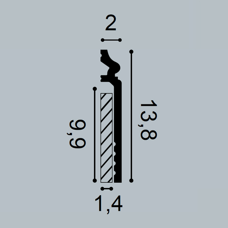 Плинтус дюрополимер Orac SX186 2000х138х22мм