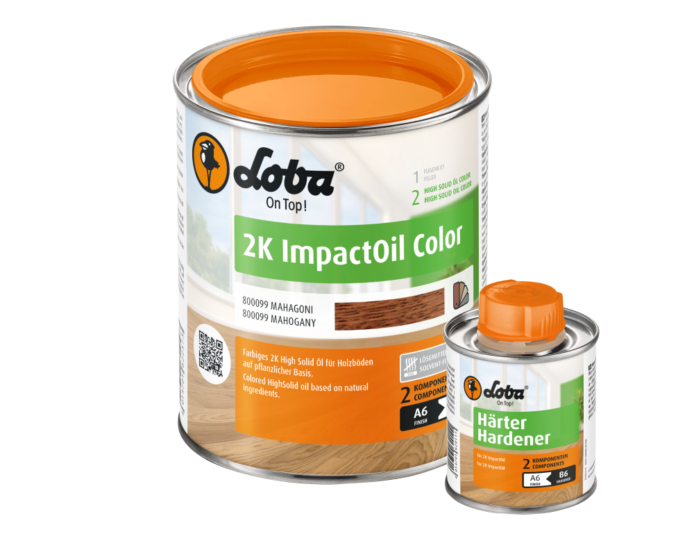 Масло цветное для пропитки древесины Loba 2K ImpactOil Color Махагон (100 мл)