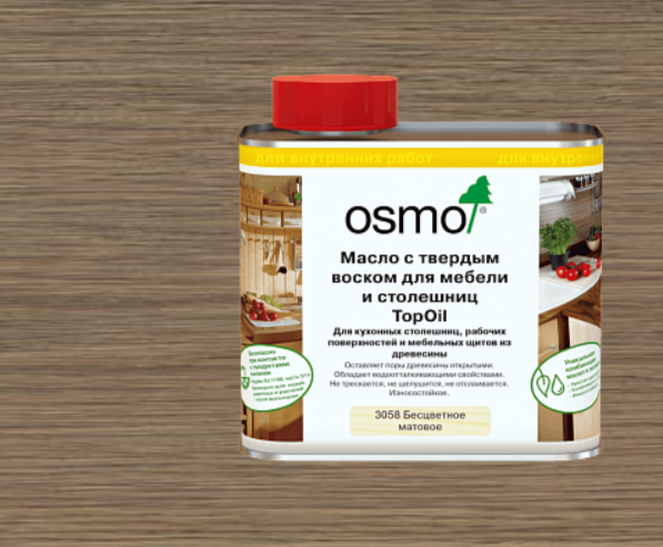 Масло OSMO с твердым воском для мебели и столешниц TopOil 3039 Графит 0,5 л